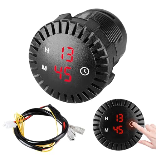 Reloj Digital para Moto | Pantalla LED Impermeable 12V 24V,Reloj Digital Táctil para Interior de Vehículo - Para Hombres Mujeres Desplazamientos Urbanos Carretera y
