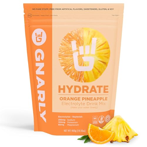 Gnarly Nutrition Hydrate Electrolyte Powder – Orange Pineapple Exercise Hydration Drink Mix – NSF Sport Certified – Electrolyte Solution, Performance & Recovery – Orange Pineapple, 14.10 oz