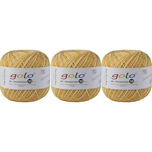 Image of golo 3 Balls Crochet Thread Size 10 Crochet Yarn for Hand Knitting