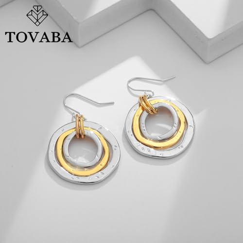 Two Tone Geometric Dangle Earrings for Women Gold and Silver Trendy Drop Earrings Hypoallergenic Lightweight Dangle Earrings4