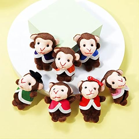 Five Little Monkeys Finger Puppets, 7pcs Cute Plush Puppets Bedtime Story Toy, Storytelling Theater Doll for Toddlers Kids(5 Little Monkey) Cover