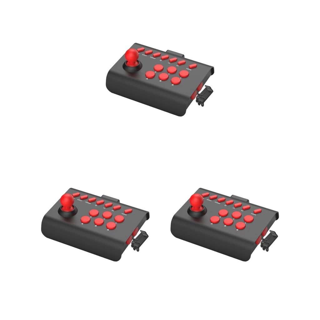 3 set di joystick da gioco arcade rocker 13 pulsanti per console di gioco smartphone computer nero rosso 14,5 x 7 x 11,5 cm
