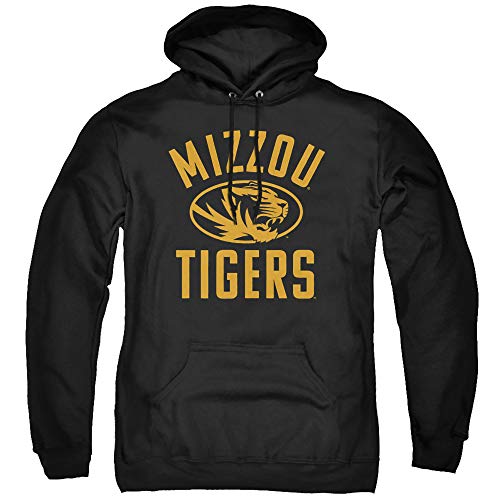 Mizzou University of Missouri Official One Color Mizzou Tigers Logo Unisex Adult Pull-Over Hoodie Black Medium