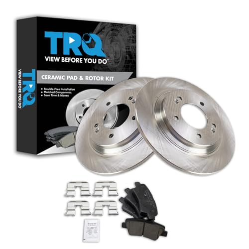 Image of TRQ Rear Brake Pad and Rotor Set Ceramic Compatible with 2014-2016 Kia Optima 2014-2016 Cadenza 2015 Soul