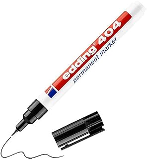 edding 404 permanent marker - black - 1 pen - fine round tip 0.75 mm - waterproof, quick-drying, smear-proof pens - for cardboard, plastic, wood, metal, glass and fabric