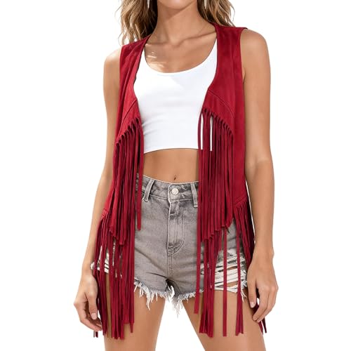 Gilet western femme daim pour transformer un look basique en hippie