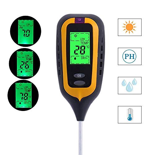 QINMH 4 In 1 Floor Tester Ph Value Light Detector Soil Moisture Thermometer Suitable For Gardens, Farms, Lawns, Indoor And Outdoor