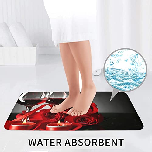 3-teiliges Badezimmerteppich-Set, rote Rose und Wein, romantischer Liebhaber, Druck, 3-teiliges Badezimmerteppich-Set, Badematte, Kontur, WC-Deckelbezug, Badezimmer-Anti-Rutsch-Pad – Bild 7
