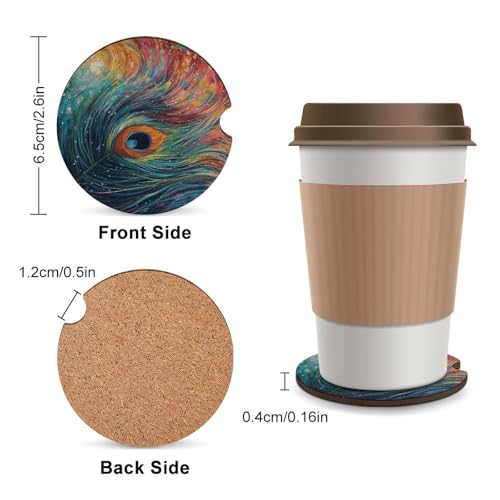 Portavasos para carro, juego de 2 con diseño pavo real miniatura 2