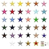 aninako ワッペン 人気セット アイロン貼り付け 縫い付け 刺繍大容量 可愛いアップリケ 刺繍ワッペン 手芸用 男の子 女の子 複数の刺繍オプション かわいい おしゃれ 入園 入学 幼稚園 保育園 小学校 大人用 (刺繍ワッペンシール34枚【五芒星】)