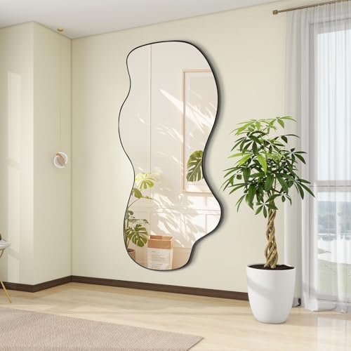 POZINO Irregular Mirror Full Length, Large Asymmetrical Wall Mirror, 63