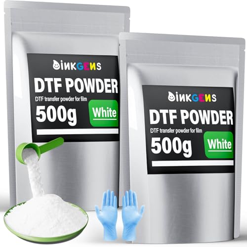 DTF Powder White Digital Transfer Hot Melt Adhesive Kit 500g 2 Pack/1KG Suitable for Black Dark and Light Fabrics and All Textiles Powder for Pre-Treatment Transfer with All DTF and DTG Printers