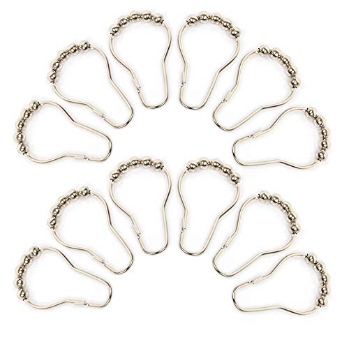 SCITOO Shower Curtain Hooks Rings,Rust-proof Bathroom Shower Hook for bathroom shower rods and curtains- Set of 12,Silver