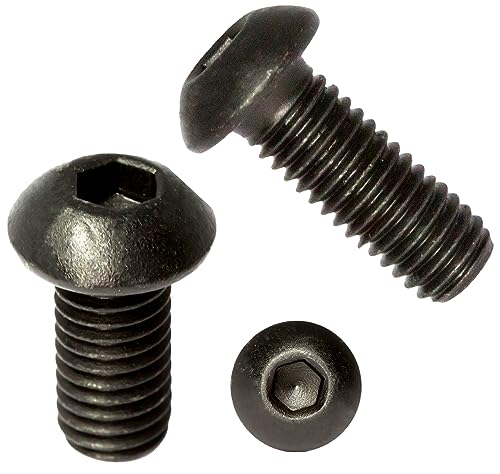 M10 (10mm x 50mm) Black Zinc Flake 10.9 Button Head Screws Allen Socket Bolts Screws (Pack of 20) N16ABC, M10 x 50mm