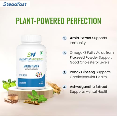 Image of Steadfast Nutrition Multivitamin Multi Minerals Vitamins Omega-3 Fatty Acids Immunity Booster (60 Tablets)