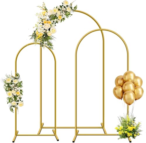 YAYOYA Metal Arch Backdrop Stand Set of 3 (4/5/6ft) Wedding Arch Stand