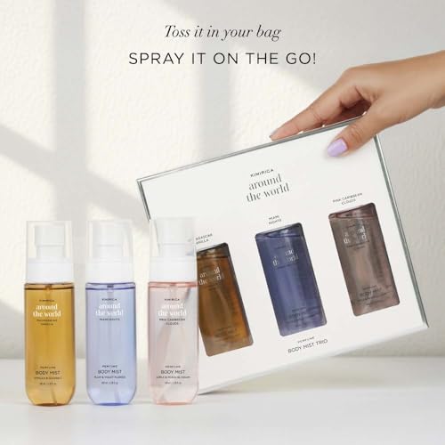 Image of Kimirica Around the World Perfume Gift Set (3 x Body Mist) Long Lasting Fragrance for Men & Women, Travel Size Perfume Combo Gift Pack