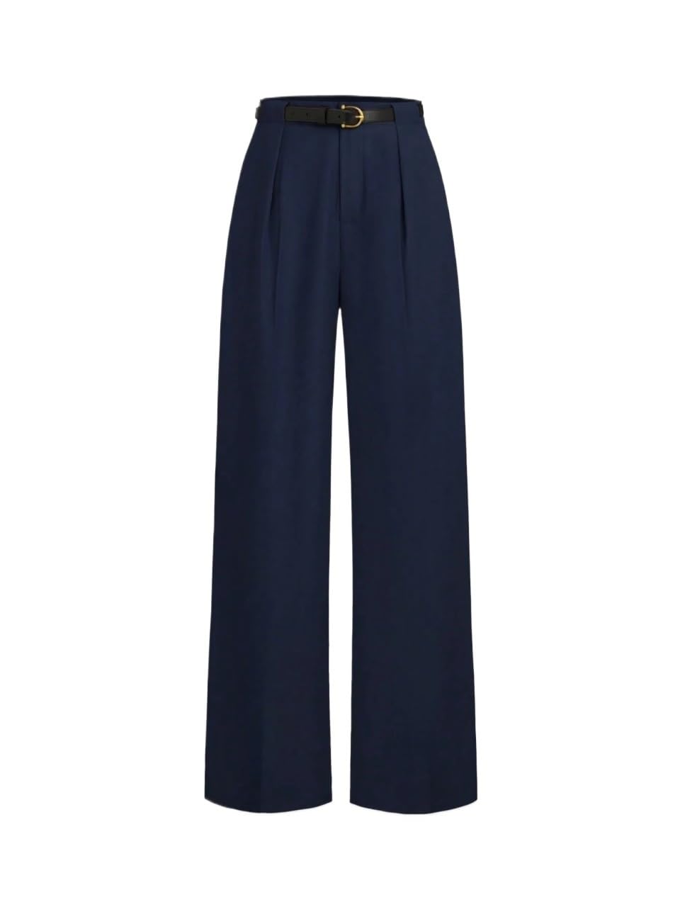 Womens Fall Mid-Waist Solid Color Elegant Straight Leg Pants Trousers