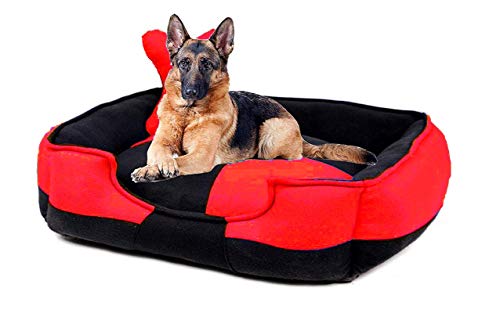 Image of Petslover Ultra Soft Fleece Fabric Polyester Filled Sofa Reversible Dog /Cat Beds, Red & Black (Export Quality) - Small