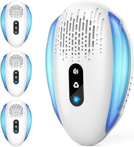 Ultraschall Schädlingsbekämpfer 4 Stück Insektenschutzmittel Milbenstecker Innenräumen 3 Modi Mäuseabwehr Mäusevertreiber Ultraschall Pest Repeller Für Insekt Gegen Mäuse Spinnen Fliegen Ratten