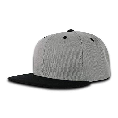 DECKY 7011-GRYBLK Youth Snapback Caps; Grey & Black
