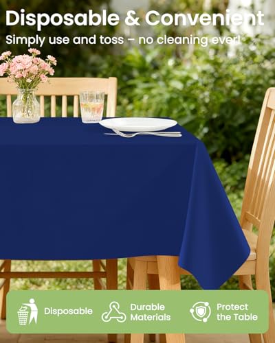 Image of LANLISA 4 Pack Navy Blue Plastic Tablecloth Disposable, 54 x 108 Inch
