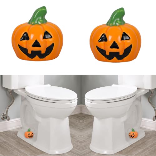 Image of ZUNON Toilet Bolt Caps, Decorative Toilet Bolt Covers, Ceramic Cute Frog Covers Toilet Bolts Bathroom Decor Easy Installation Set of 2 (Orange pumpkim)