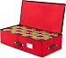 ZOBER Underbed Christmas Ornament Storage Box Zippered Closure - Stores up to 64 of The 3-inch Standard Christmas Ornaments, and Xmas Holiday Accessories Storage Container with Dividers & Two Handles