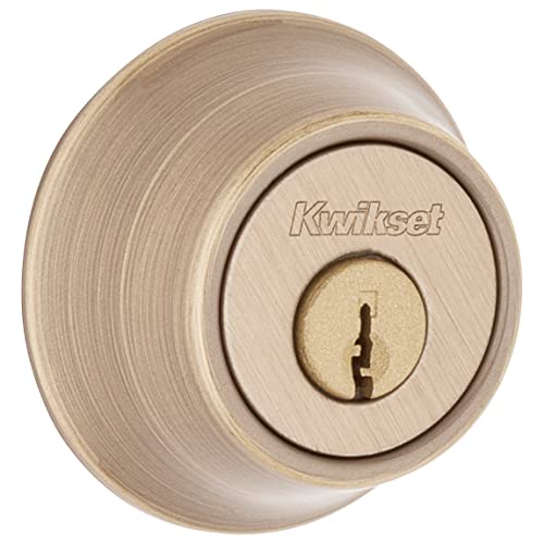 Kwikset 660 5 RCAL RCS Single Cylinder Deadbolt, Antique Brass