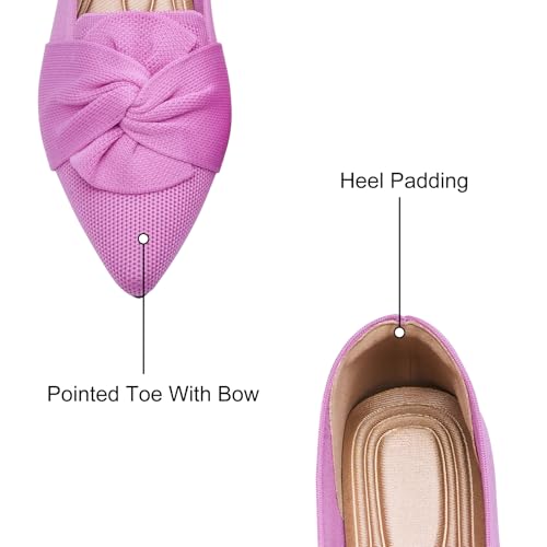 Image of HIULYCENCE Flats for Womens Pointed Toe Ballet Flats with Bow Comfortable Knit Dressy Flats