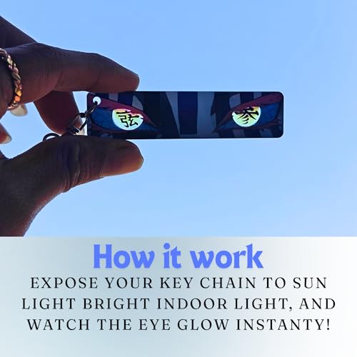 Image of Dem-on Slayer Anime Acrylic Glowing Eyes Keychain | Luminous Eye Glow Key Ring | Premium Otaku Accessory for Bags, Bikes, Cars, Backpacks & Key Holder