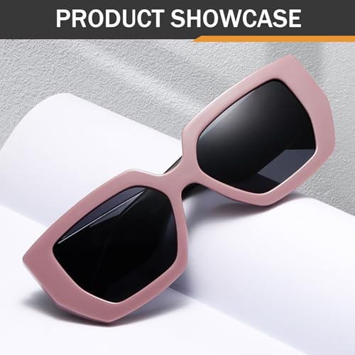 Oversized Square Thick Sunglasses Men Women Hip Hop Wide Temple Rectangular Pattern 80 90s Style Glasses3