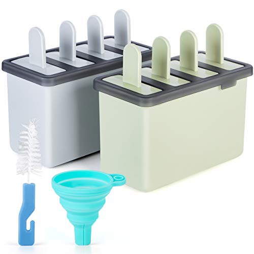 InnoGear - Juego de 8 moldes de helado con cepillo de limpieza para helado, diseño plegable de silicona