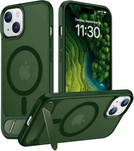 Image of Magnetic Compatible with iPhone 15 Plus Case & iPhone 14 Plus Case, [Built-in Invisible Kickstand][Compatible with MagSafe][Military Grade Shockproof] Slim Translucent Matte Phone Case 6.7 inch