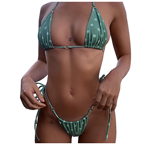 Bikinis Mujer 2025,Conjuntos de Bikini Mujer Dos Piezas Sexy Halter Bikini Tops y Tanga Triangular Bikini de Hilo Sexy Traje de Baño Mujer 2 Piezas Bikini Brasileño Mujer Bañadores Mujer Mis Pedidos