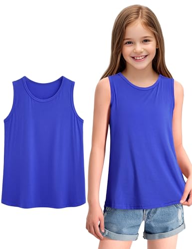Image of KEREDA Girls Tank Tops Flowy Loose Fit Sleeveless Shirts Summer Tunic Tops