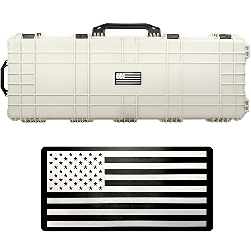 Eylar Usa Flag Roller Rifle Hard Case With Foam, Mil-Spec Waterproof & Crushproof, Two Rifles Or Multiple Guns Tsa Standards (White, 44" Standard) #TOP17