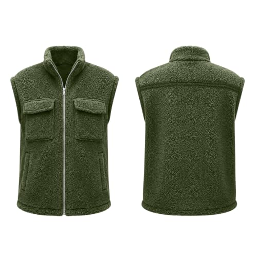 Womens Sherpa Vest Zip Up Fleece Sleeveless Jacket Stand Collar Pockets - image 5