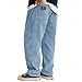Corduroy Pants Men Straight Fit Drawstring Elastic Waist Fashion Mens Casual Pants Relaxed Fit Vintage Baggy Lightweight Slim Wide Leg Streetwear with Pockets Sky Blue S