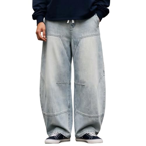 Jean baggy pour homme retro : pantalon ample en denim cargo pour un look decontracte