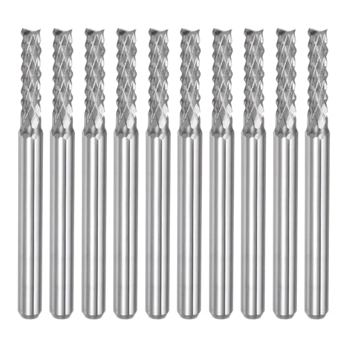 uxcell 10Pcs 2.6mm Carbide End Mill Engraving Milling Cutter CNC Router Bits for PCB Machine, 1/8" Shank