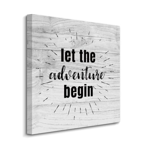 Pintura de casa de campo en póster de 20x20 pulgadas con frase viajera Let The Adventure Begin