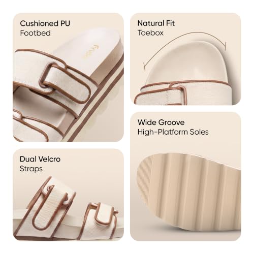 Image of Frido Women's Arch Support Wedge Sandals, Orthopedic Cushioned Platform Heels with Anti-Slip Sole, Comfortable Slip-On Footwear for Office, Travel, Daily Wear & Long Standing | Available in 3 Style- Buckle Strap, Velcro Strap & Classic Styles