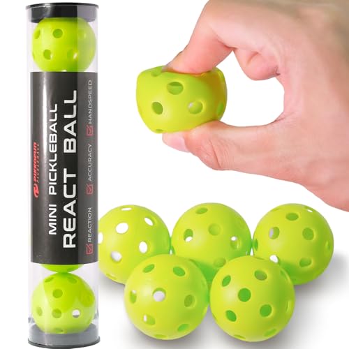 PIKKOFUN React Mini Pickleball Ball -5 Pack Quiet Training Balls - Soft Pickleball Practice Balls for Improve Hand Speed, Paddle Control and Accuracy - Green