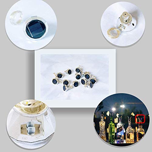 Image of VOOKRY Solar Wine Bottle Lights with Cork 8 Pack 20 LEDs Fairy Lights String Silver Wire Light,for Party,Christmas,Mother's Day,Wedding Center or Table Decorations, Warm White