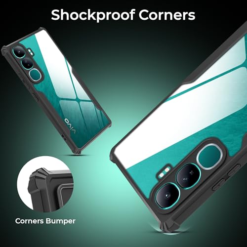Image of A rtistque Clear Hard Transparent Acrylic Armor Anti-Drop Shockproof TPU Edge Back Cover Case for Vivo Y300 - Black