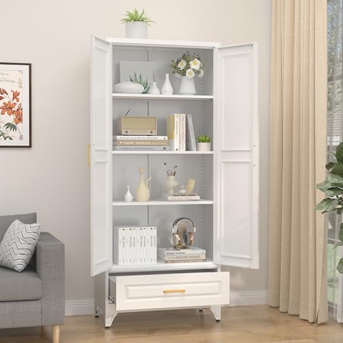 Image of SteeLoong 75 inch Metal Storage Cabinet with Doors and 3 Adjustable Shelves