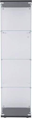 Miniatura 131 de Vitrina de cristal con 4 estantes con tira de luces LED y cerradura, vitrina de vitrina con ruedas y 1 puerta, vitrina de vidrio templado para sala