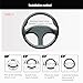 Black Leather Steering Wheel Cover Cowhide Wheel Cover Genuine Leather Steering Wheel Covers Universal Size L / 15.5inch (B-Black-L)
