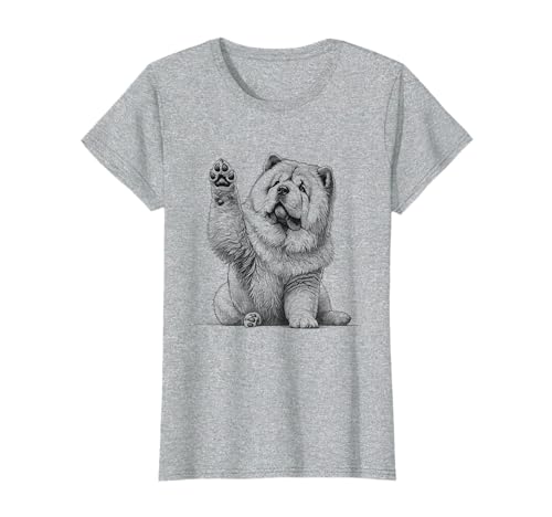 Cute Chow Chow Dog Raising Paw Design T-Shirt
